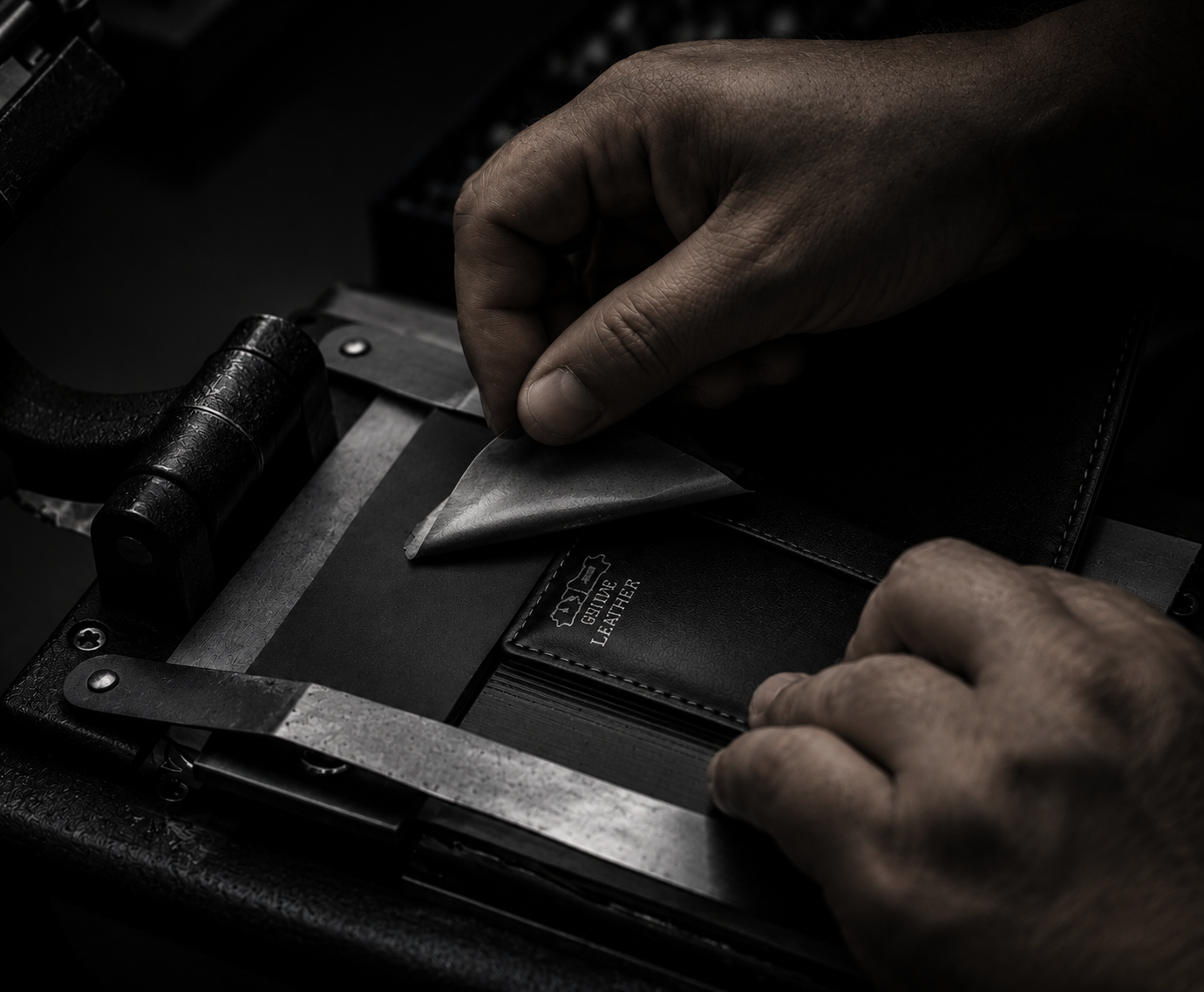 Hand crafting leather passport cover