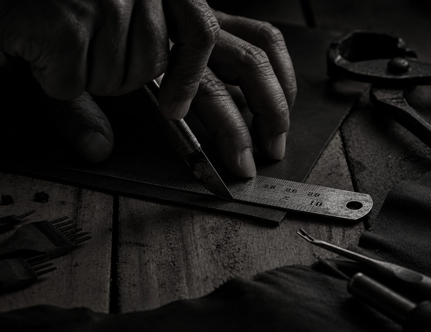 Cutting leather with precision tools