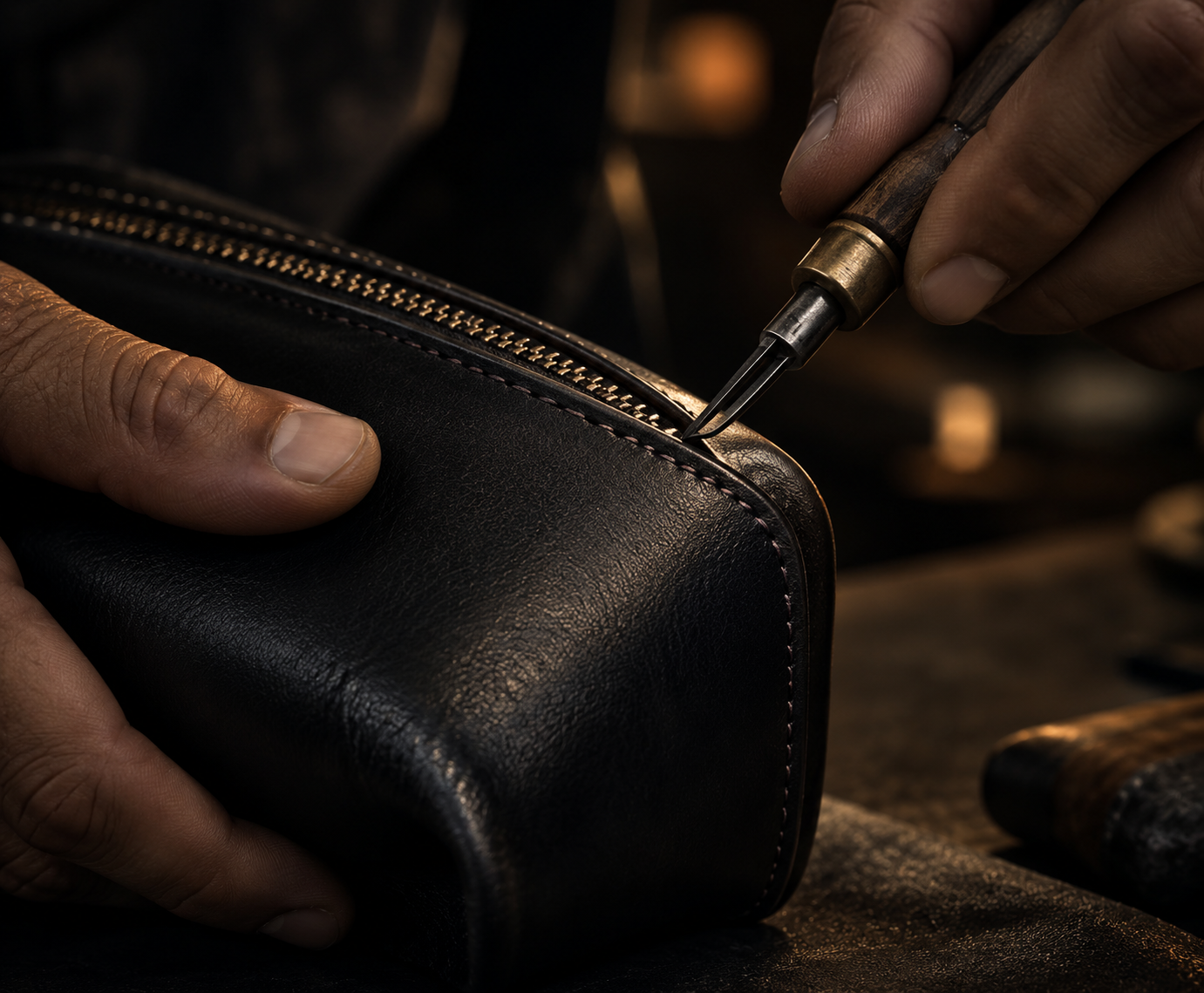 Stitching leather edges